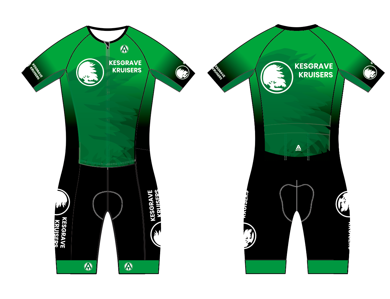 KESGRAVE KRUISERS TRI CLUB PRO SPEED TRI SUIT - GREEN
