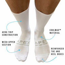 Load image into Gallery viewer, APEX GEARED UP RACING APEX PREMIUM CYCLING SOCKS (3 PACK) WHITE (QZ100)