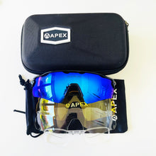 Load image into Gallery viewer, T-R-I COACHING APEX ATTACK SUNGLASSES - BLACK / BLUE REVO LENS