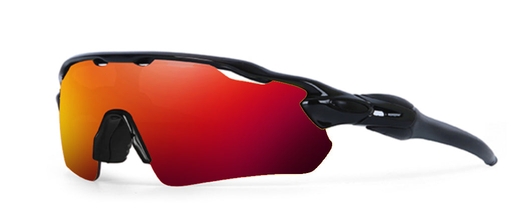 HIGH PEAK APEX ATTACK SUNGLASSES - BLACK / RED REVO LENS