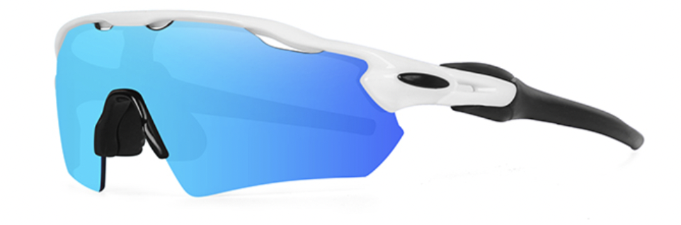 APEX GEARED UP RACING APEX ATTACK SUNGLASSES - WHITE / BLUE REVO LENS
