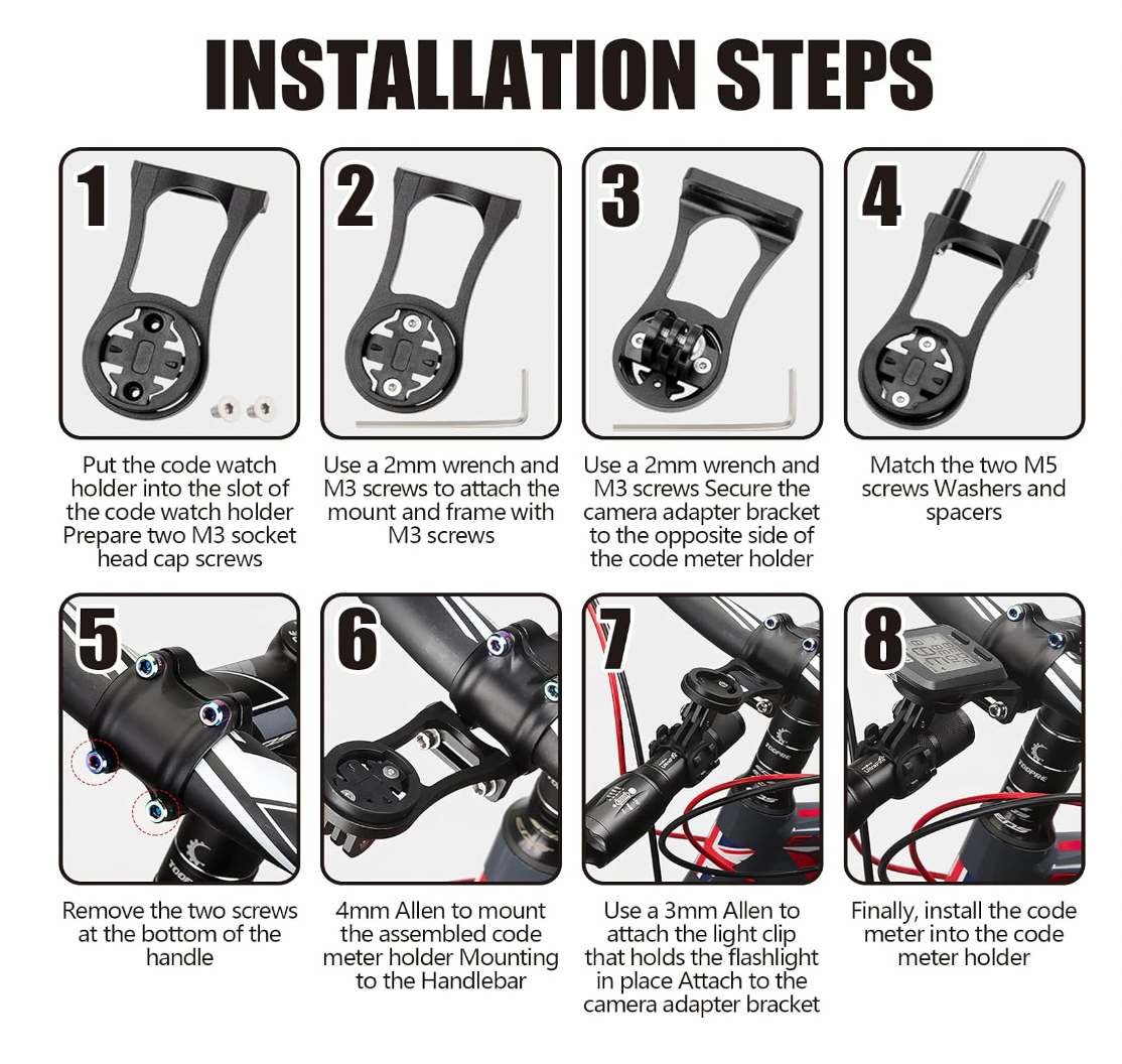 APEX Alloy Out Front Bike Computer Mount for Garmin / Gopro (QZ1001)
