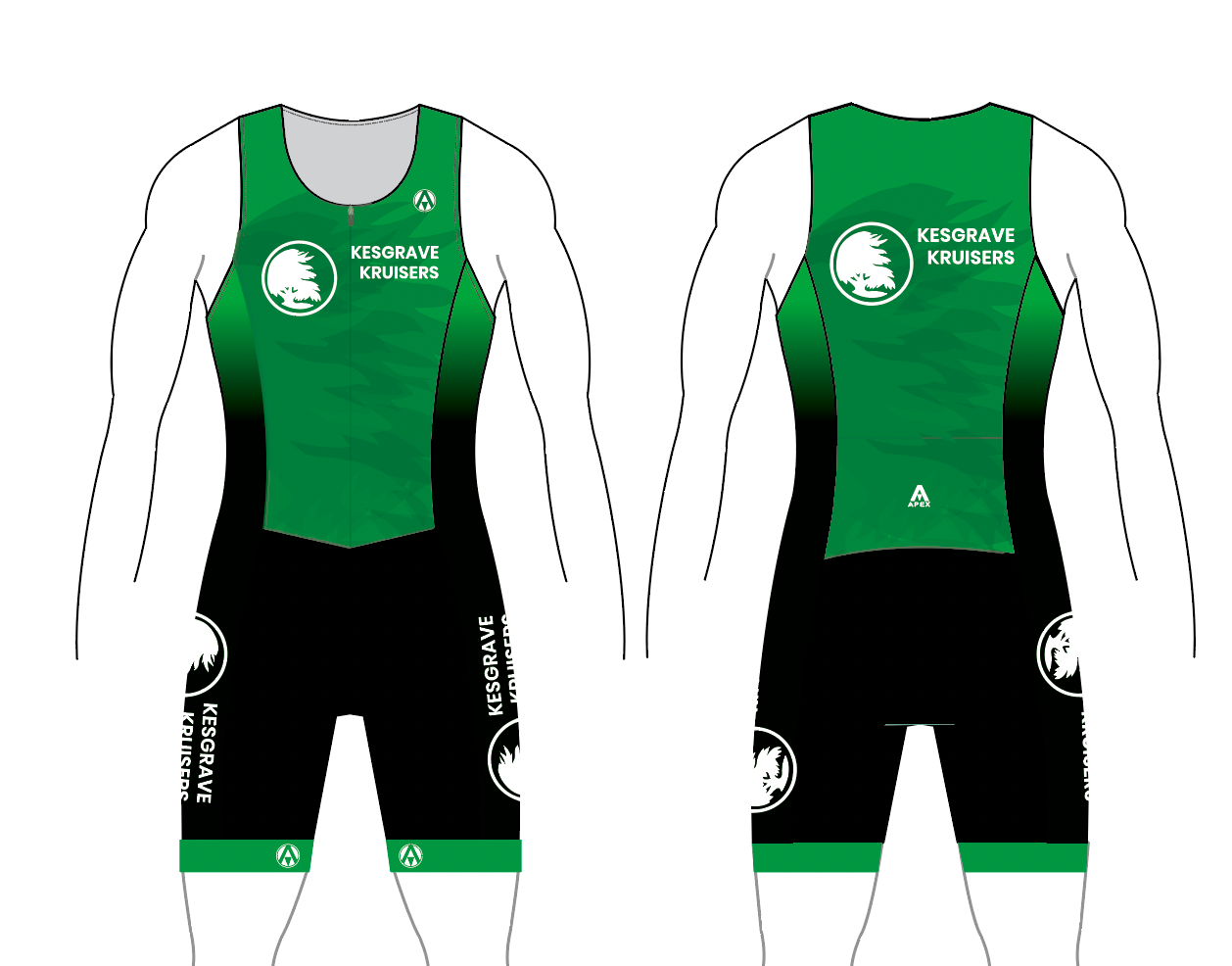 KESGRAVE KRUISERS TRI CLUB PRO TRI SUIT - GREEN