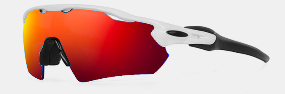 PLYMOUTH TRI APEX ATTACK SUNGLASSES - WHITE / RED REVO LENS
