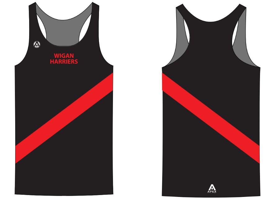 WIGAN HARRIERS TRI RUN VEST - REGISTERED DESIGN