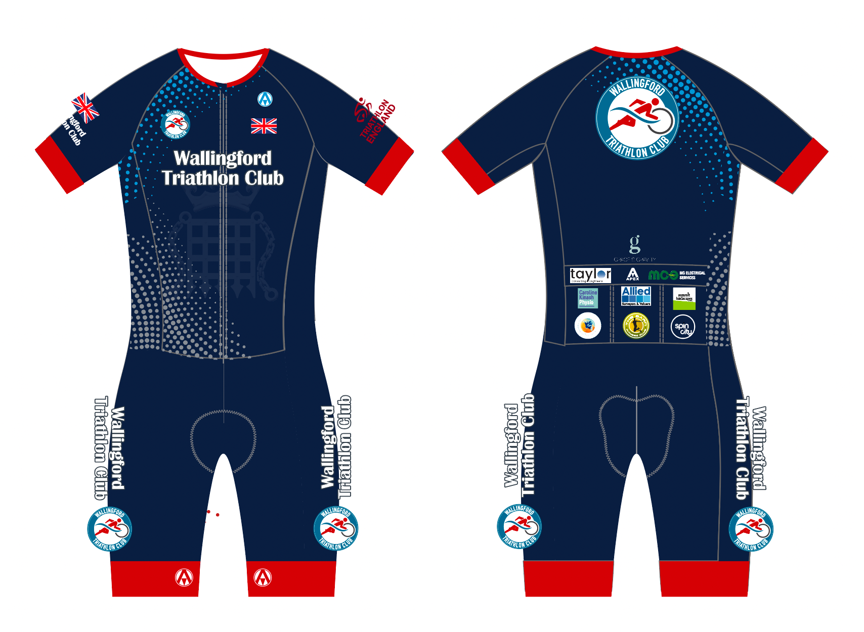 WALLINGFORD TRI PRO ENDURANCE RACE SPEED TRI SUIT - NAVY DESIGN