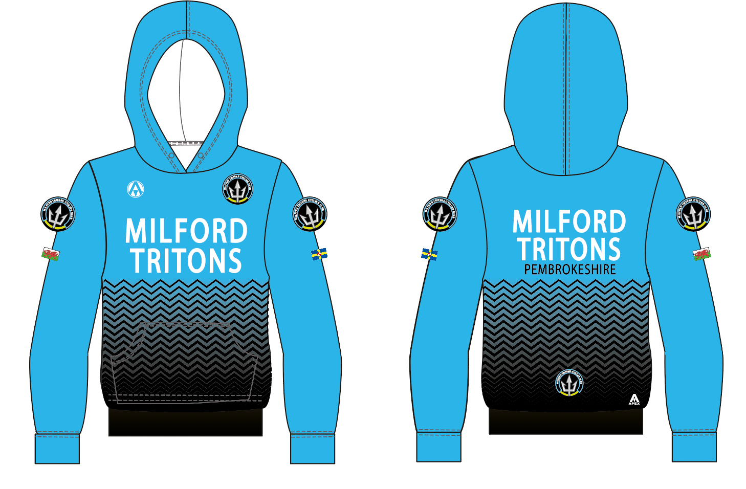 MILFORD TRITONS PRO FULL CUSTOM HOODIE