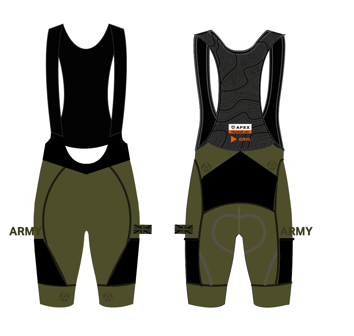 ARMY GRAVEL PRO BIB GRAVEL SHORTS - GREEN