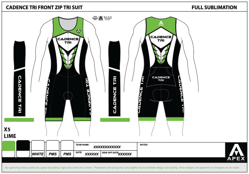 CADENCE TRI TEAM TRI SUIT - FRONT ZIP