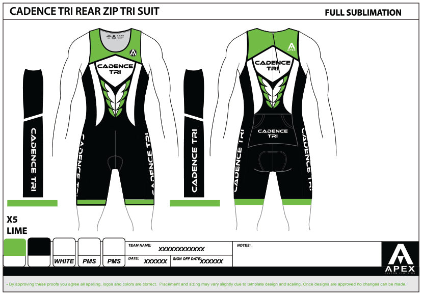 CADENCE TRI TEAM TRI SUIT - REAR ZIP