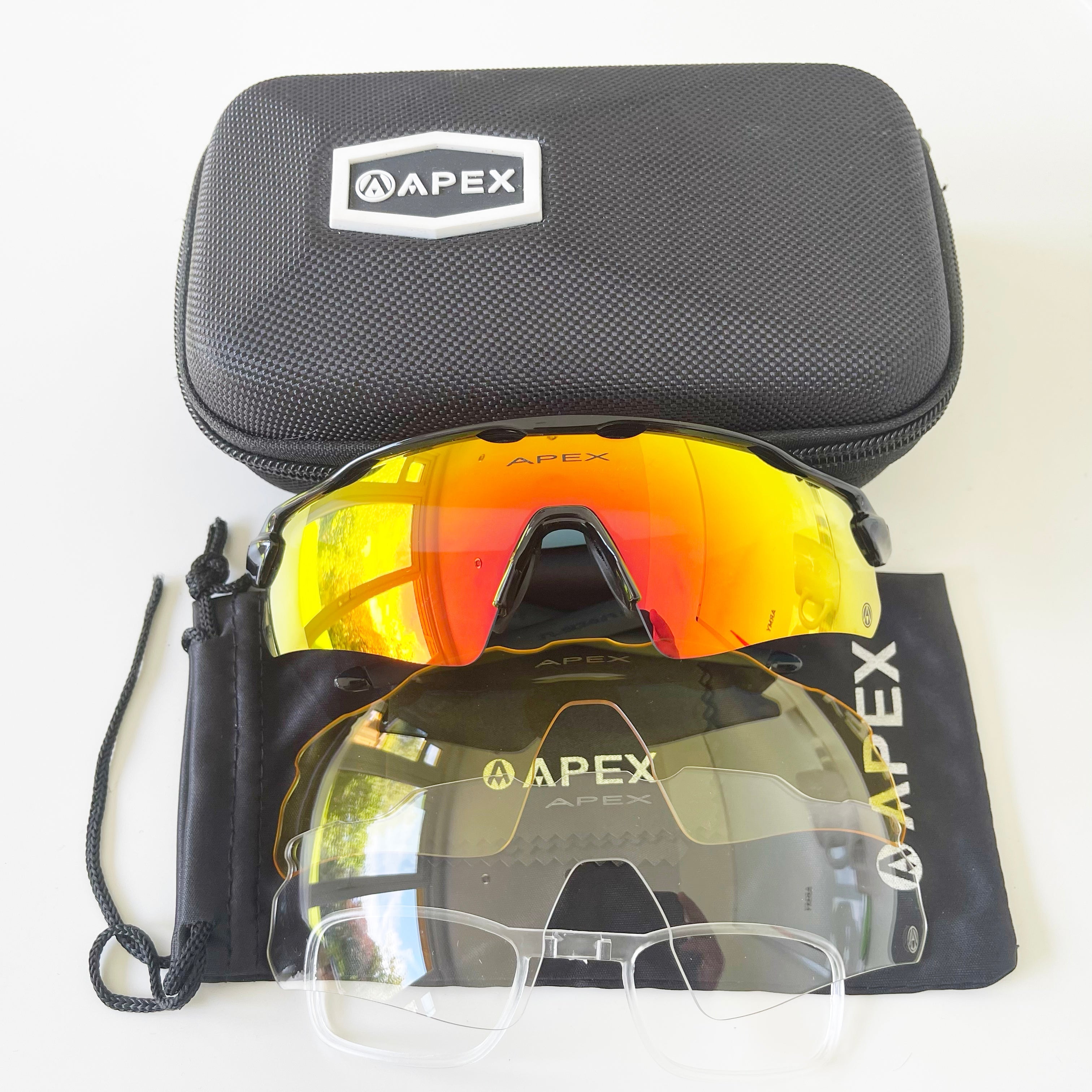 Peak XV Tri Coaching APEX ATTACK SUNGLASSES - BLACK / RED REVO LENS