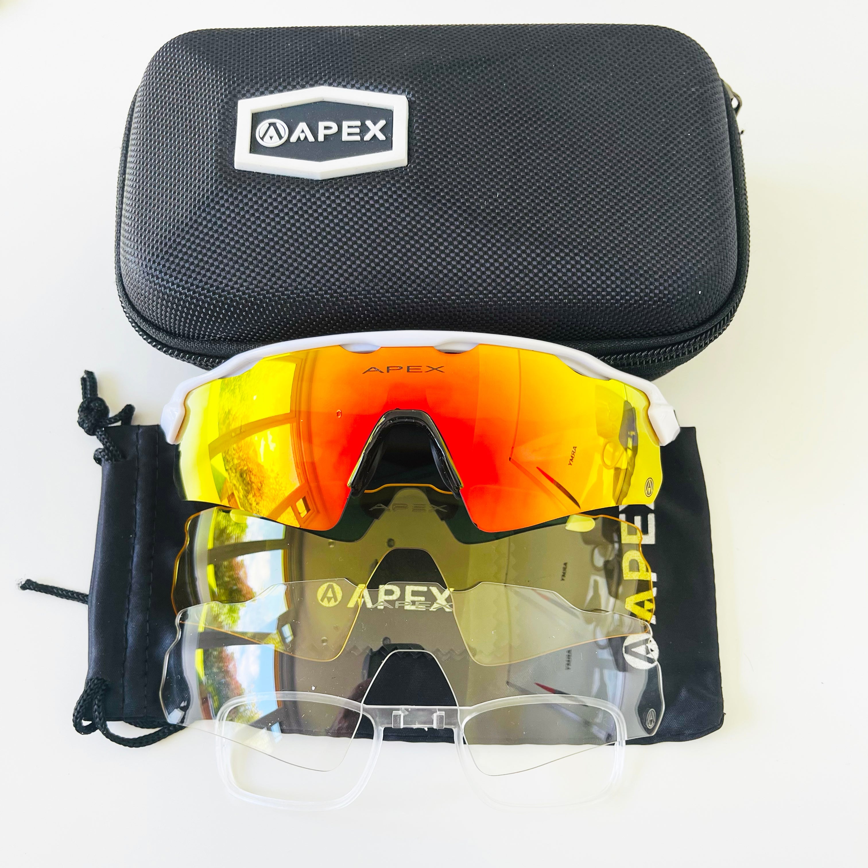 FITT APEX ATTACK SUNGLASSES - WHITE / RED REVO LENS