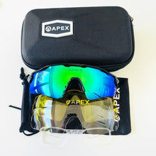 Load image into Gallery viewer, WELSH GUARDS APEX ATTACK SUNGLASSES - BLACK / GREEN REVO LENS