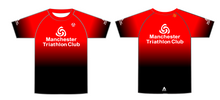 Load image into Gallery viewer, MANCHESTER TRI FULL CUSTOM T SHIRT - red to black (design 1)