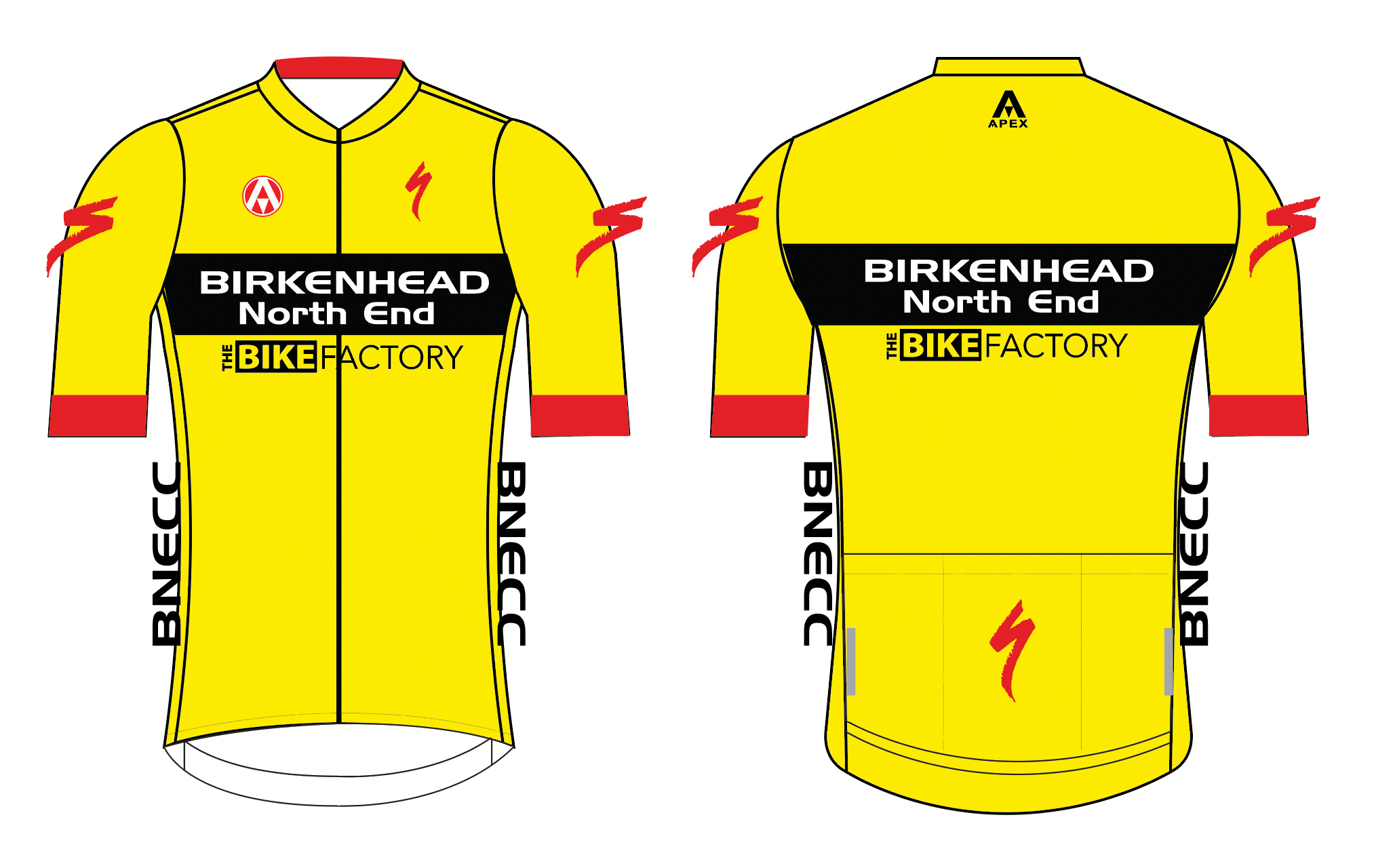BNECC PRO SHORT SLEEVE JERSEY - YELLOW DESIGN