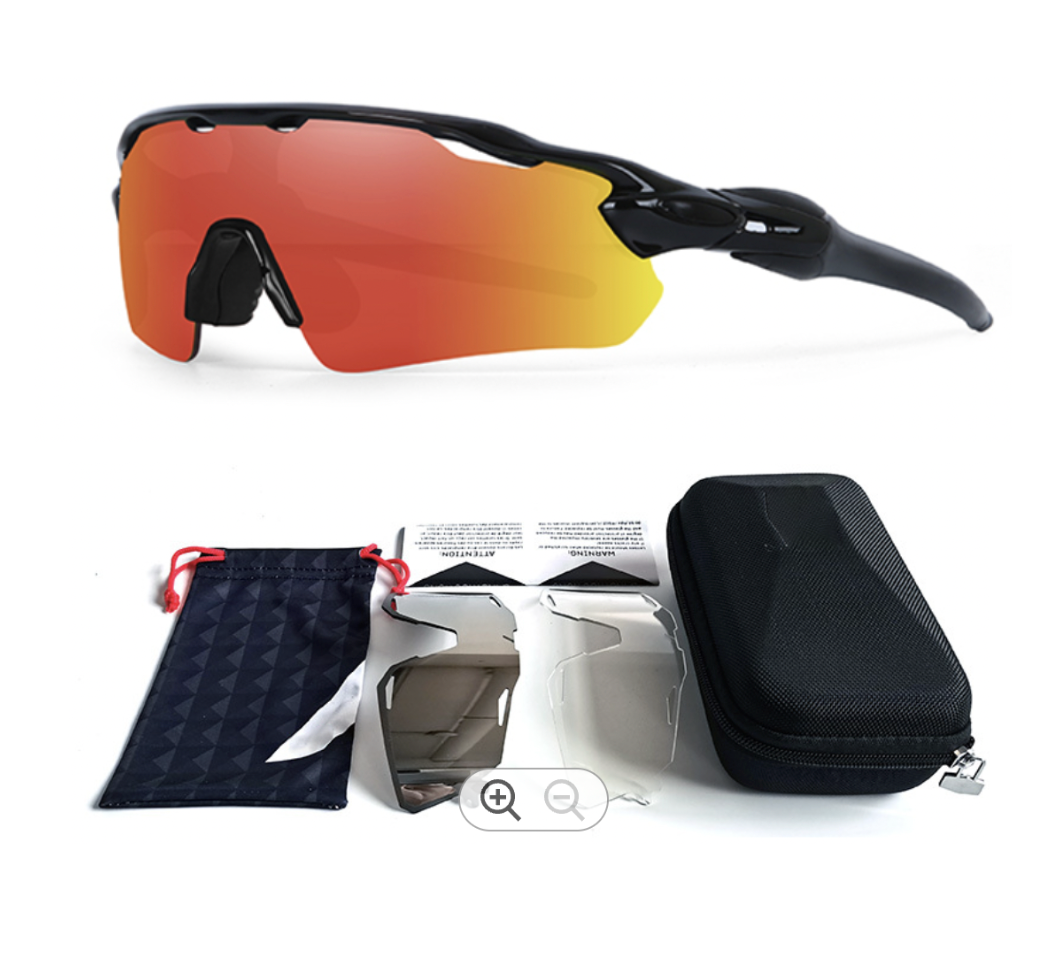 NORTHANTS TRI ATTACK SUNGLASSES - BLACK / RED REVO LENS