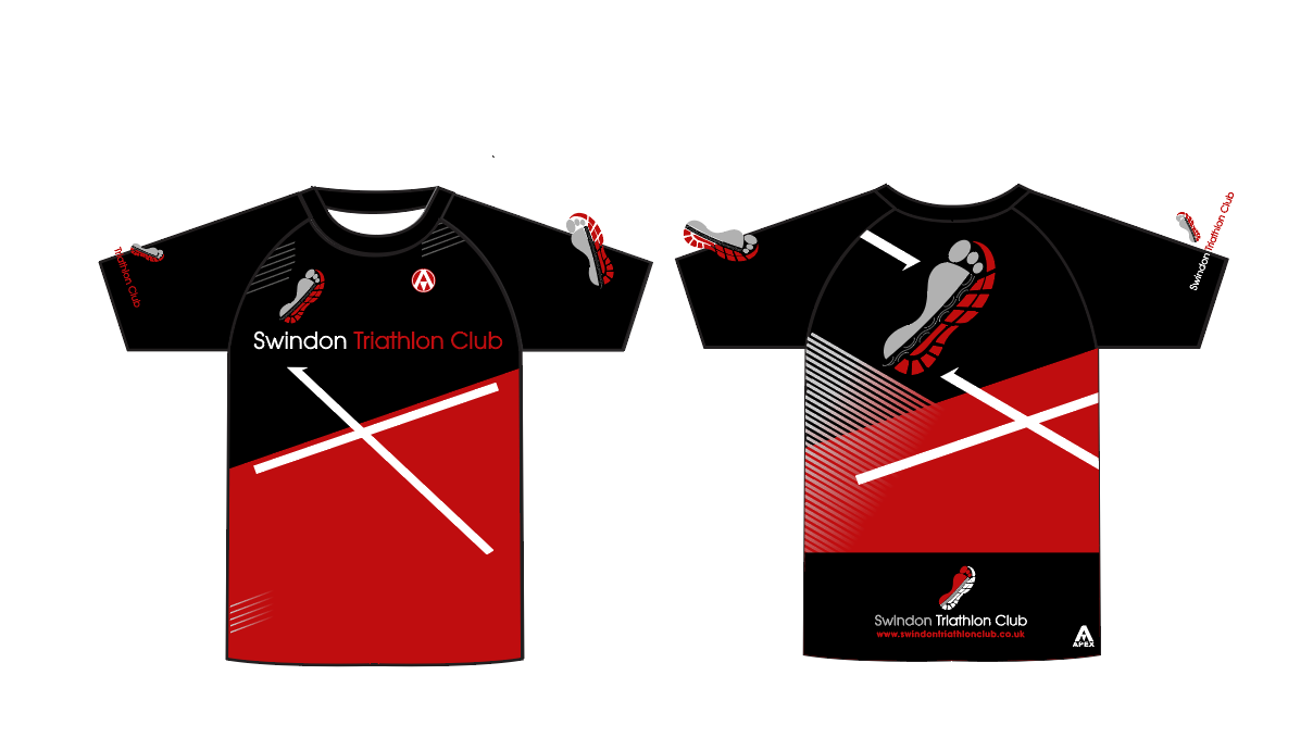 SWINDON TRI FULL CUSTOM T SHIRT - RED BLACK