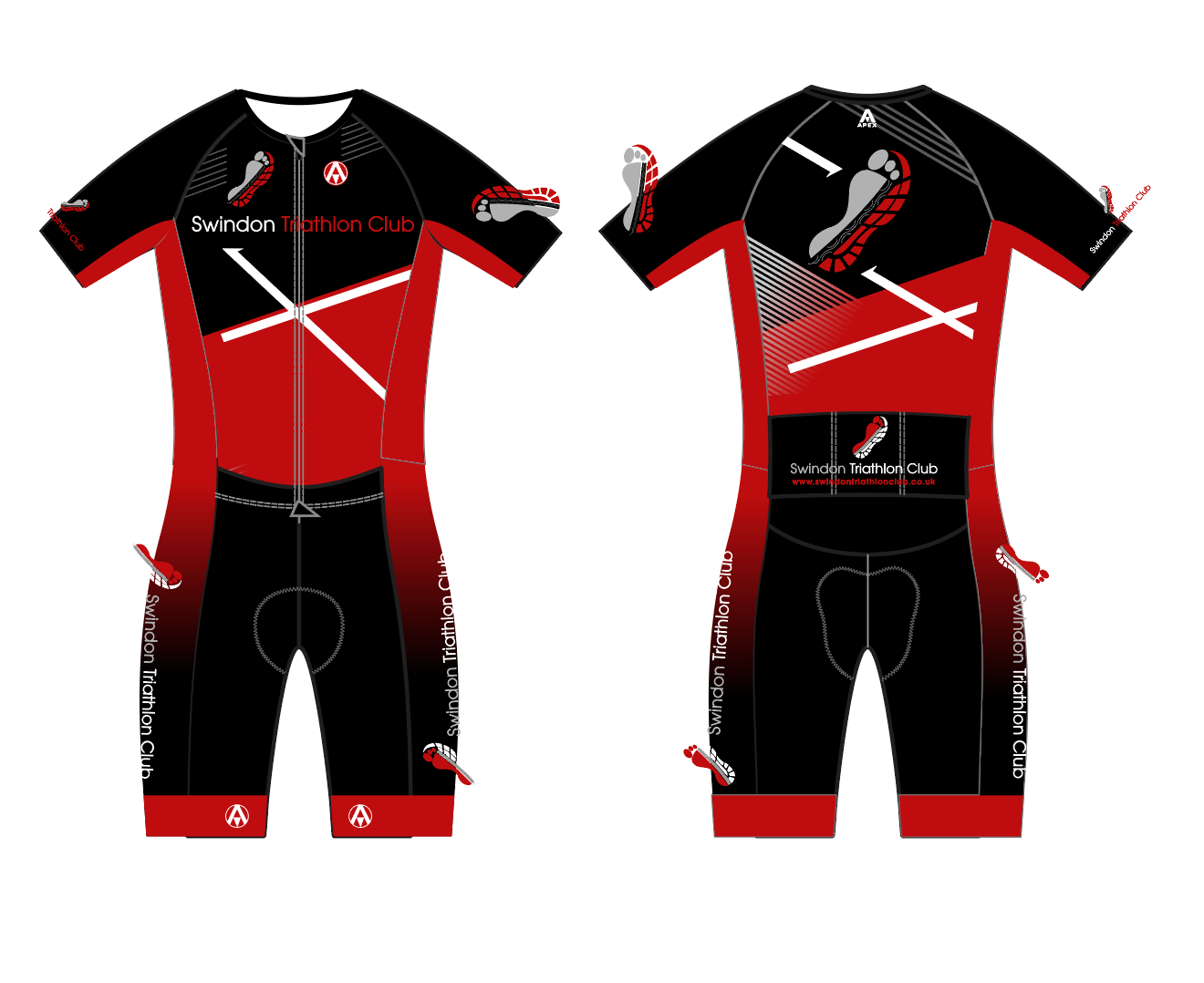 SWINDON TRI PRO ENDURANCE RACE SPEED TRI SUIT - RED BLACK