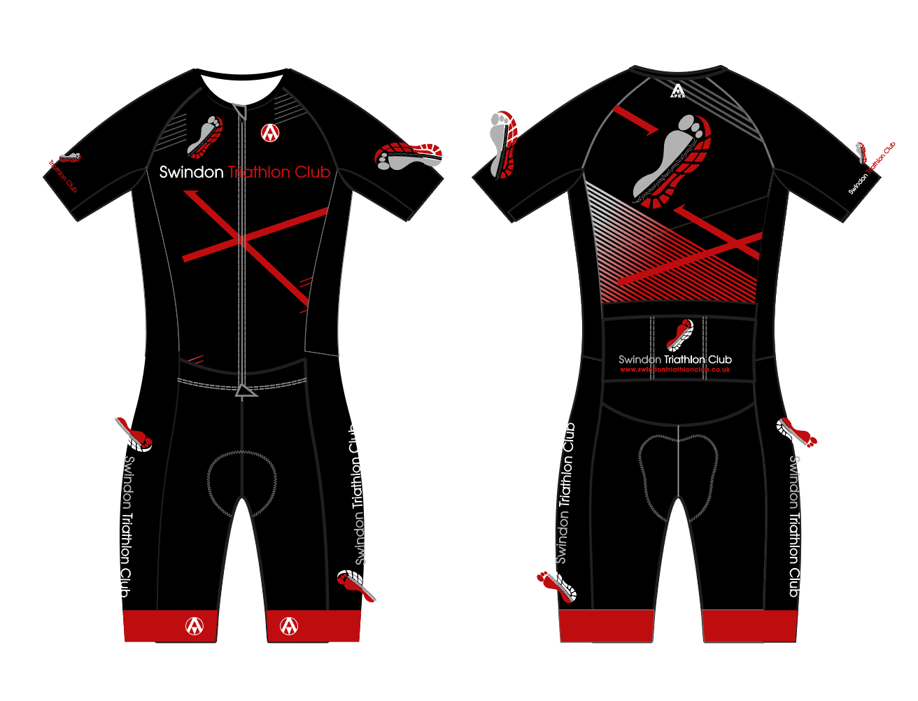 SWINDON TRI PRO ENDURANCE RACE SPEED TRI SUIT - BLACK RED