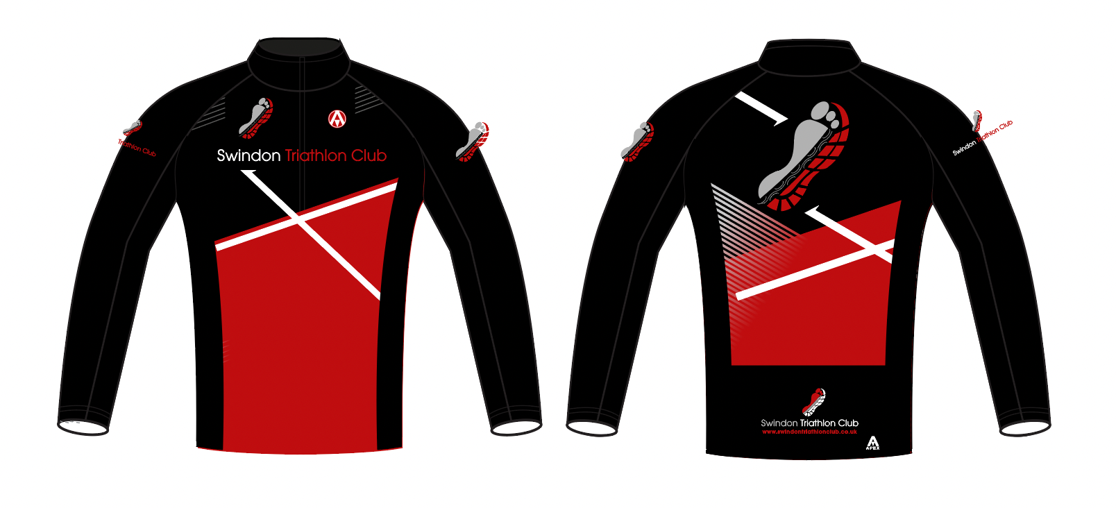 SWINDON TRI PRO FULL CUSTOM TRACKSUIT TOP - RED BLACK